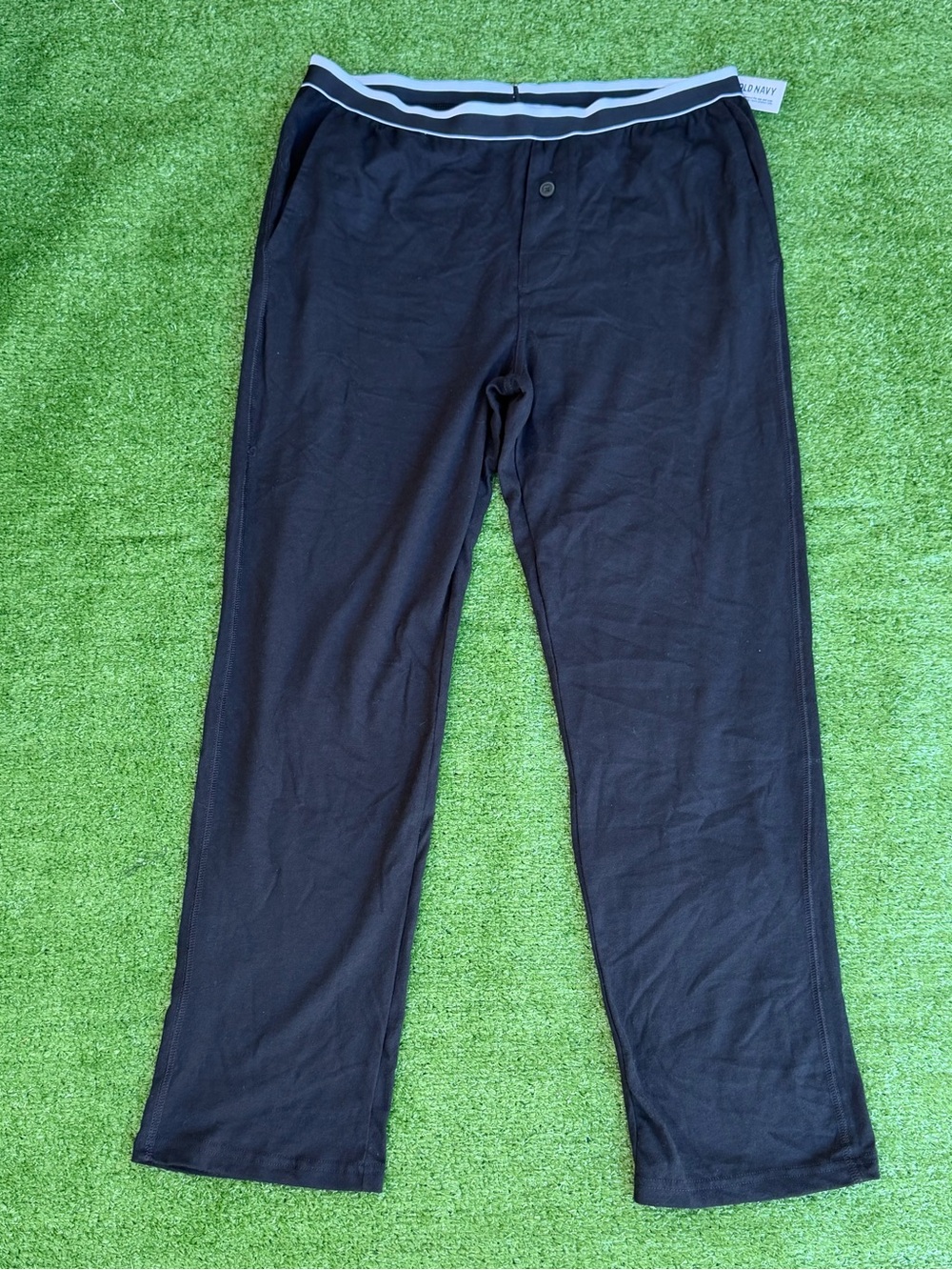 Old Navy Men's Black Knit Lounge Pants with Contrast Waistband